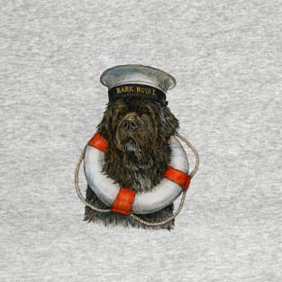 Newfoundland Dog with Life Ring and Sailor Cap T-Shirt